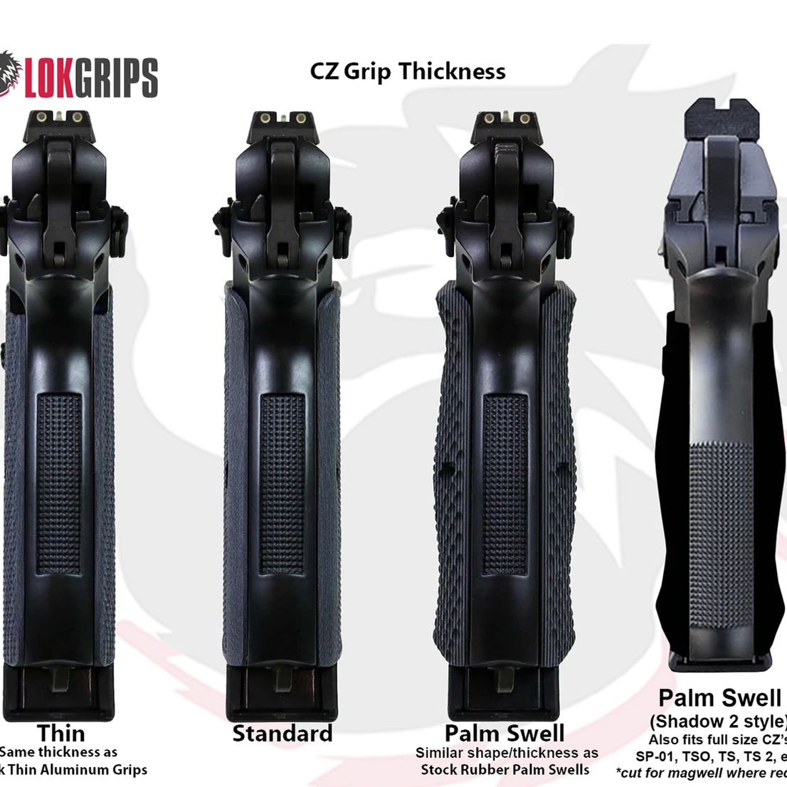 LOK Grips GridLOK Brass PalmSwell Short CZ - Mosiężne gripy do Shadow 2 / TS2 krótkie
