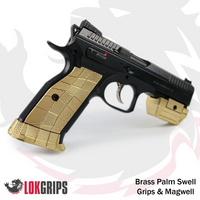 Zestaw LOK Grips GridLOK Brass CZ - Mosiężne krótkie gripy PalmSwell i magwell do Shadow 2