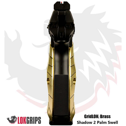LOK Grips GridLOK Brass PalmSwell Short CZ - Mosiężne gripy do Shadow 2 / TS2 krótkie